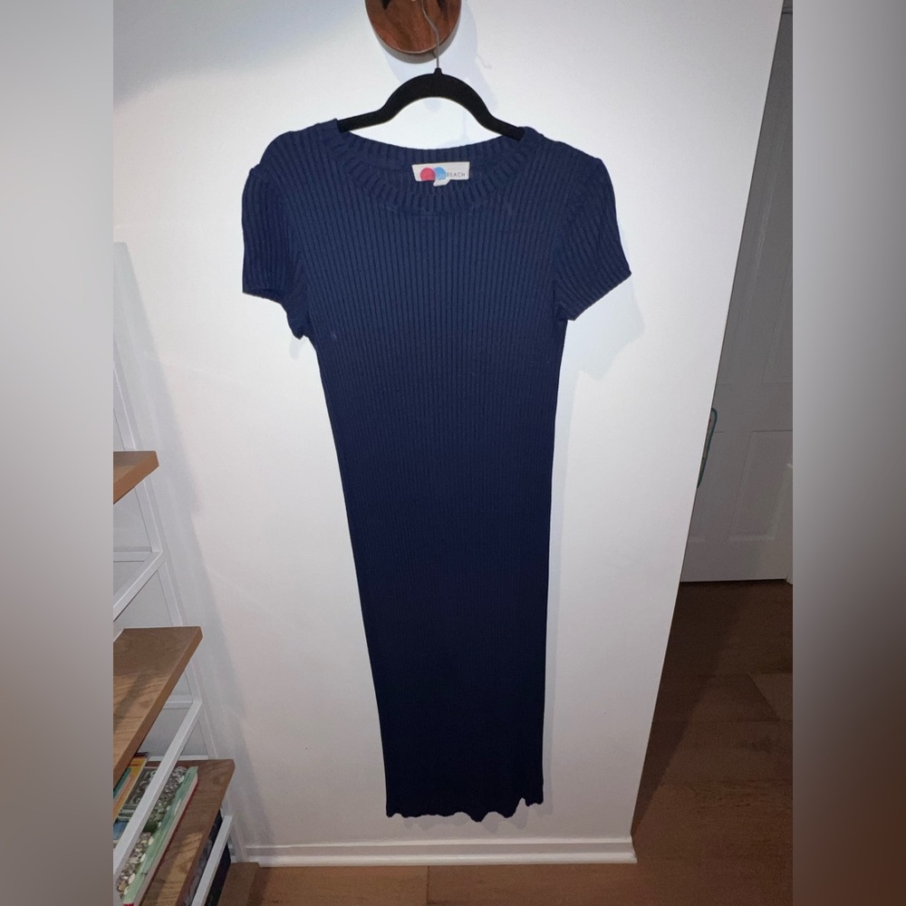 Free People Navy Ribbed Knit Dress